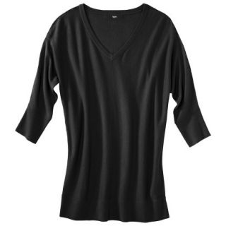 Mossimo Womens 3/4 Sleeve V Neck Value Sweater   Black M