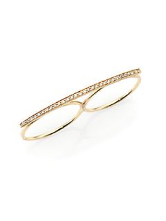Jacquie Aiche Diamond & 14K Gold Two Finger Bar Ring   Gold