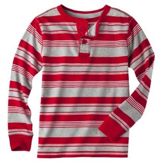 Cherokee Boys Striped Long Sleeve Henley   Red Explosion L