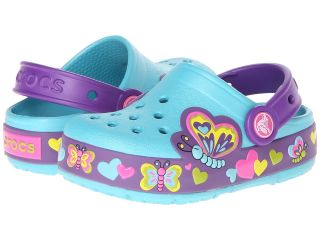 Crocs Kids CrocsLights Lighted Butterfly Clog Girls Shoes (Blue)