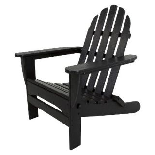 Polywood Classic Folding Patio Adirondack Chair   Black