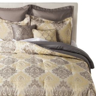 Jacquard 8 Piece Comforter Set   Gray/Yellow (King)
