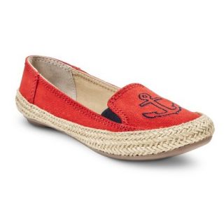 Womens Cloud9 Slip on Anchor Canvas Skimmer   Red 9