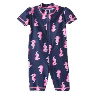 Just One You by Carters Infant Girls Seahorse Full Body Rashguard   Navy 3 M