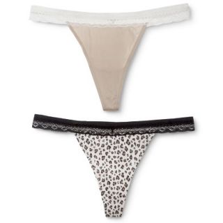 Gilligan & OMalley Womens 2 Pack Micro Lace Thong   Brown L