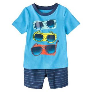 Circo Infant Toddler Boys Sunglasses Tee & Striped Short Set   Panama Blue 5T
