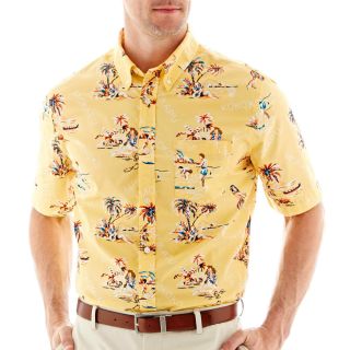 St. Johns Bay St. John s Bay Short Sleeve Printed Tropical Shirt, Banana