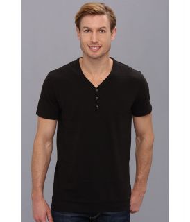 DKNY Jeans S/S Variegated Stripe Y Henley Mens T Shirt (Black)