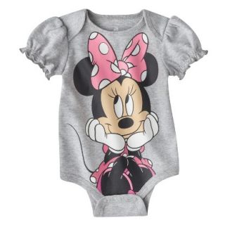 Disney Newborn Girls Minnie Mouse Bodysuit   Grey 0 3 M