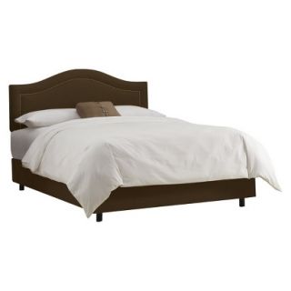 Skyline King Bed Skyline Furniture Merion Inset Nailbutton Bed   Chocolate