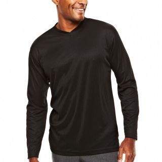 Damante Long Sleeve V Neck Knit Shirt, Black, Mens
