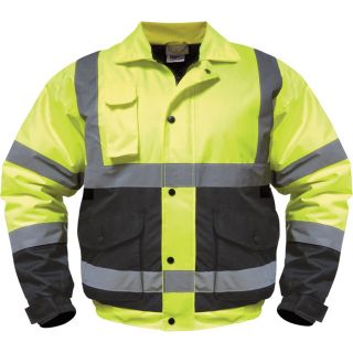 Utility Pro Wear High Visibility Bomber Jacket   Class 3, Lime/Black, Large,