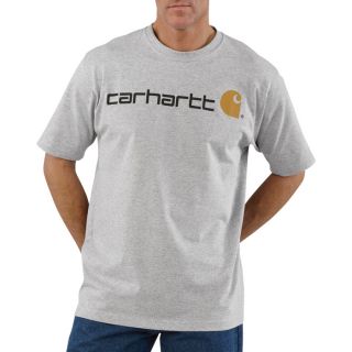 Carhartt Short Sleeve Logo T Shirt   Heather Gray, 2XL, Model K195