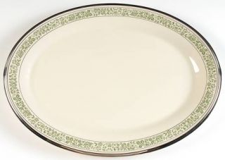Lenox China Memoir 17 Oval Serving Platter, Fine China Dinnerware   Green Flora