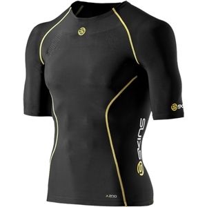 Skins Compression Mens A200 Top Short Sleeve Black Yellow , Size XL   B60052004