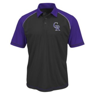 MLB Mens Colorado Rockies Synthetic Polo T Shirt   Black/Purple (S)