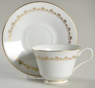 Oxford (Div of Lenox) Milburne Footed Cup & Saucer Set, Fine China Dinnerware  