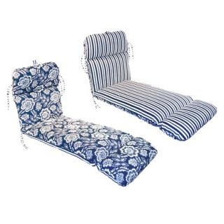 Outdoor Reversible Chaise Cushion   Blue/White Floral