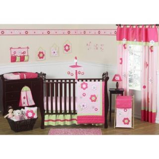 11pc Flower Crib Set   Pink and Green