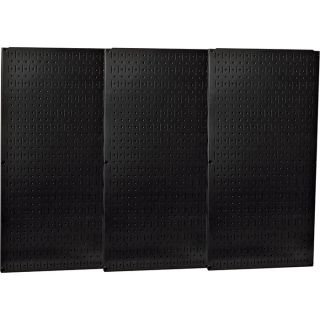 Wall Control Industrial Metal Pegboard   Black, Three 16 Inch x 32 Inch Panels,