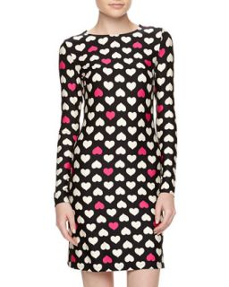 Morgan Heart Print Jersey Dress, Black/White/Pink