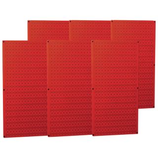 Wall Control Industrial Metal Pegboard   Red, Six 16 Inch x 32 Inch Panels,