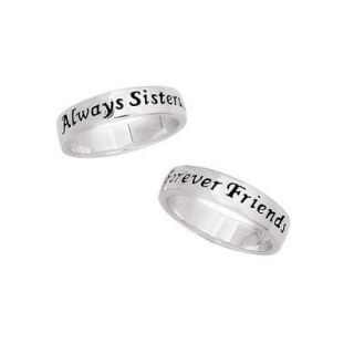 Sterling Personalized Silver Always Sisters Forever Friends Sentiment Ring   10