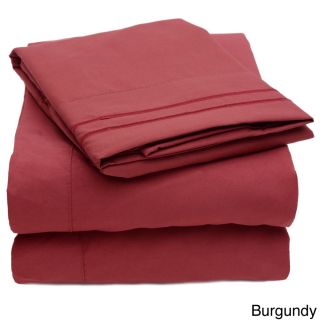 Bed Bath N More Embroidered 4 piece Bed Sheet Set Red Size Full