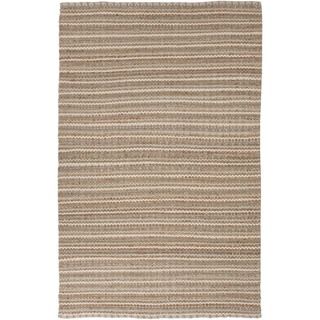 Natural Solid Jute/ Cotton Casual Beige/ Brown Rug (36 X 56)