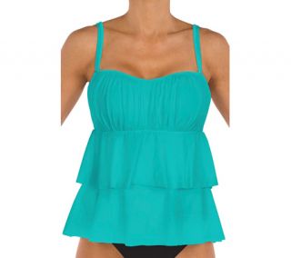 Womens Sunsets Underwire Bandeau Tankini with Foam Bra   Tropical Teal Separate
