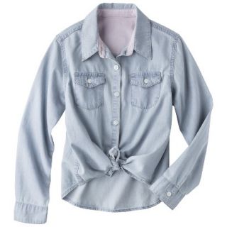Cherokee Girls Button Down Shirt   Light Denim XS