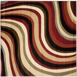 Porcello Waves Red/ Multi Rug (7 Square)