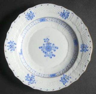 Herend Blue Garden (Wb) Salad Plate, Fine China Dinnerware   Blue, White & Gold