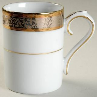 Muirfield Victorian Lace Mug, Fine China Dinnerware   Gold & Platinum Border
