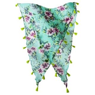 Mossimo Supply Co. Floral Scarf with Tassle Border   Mint