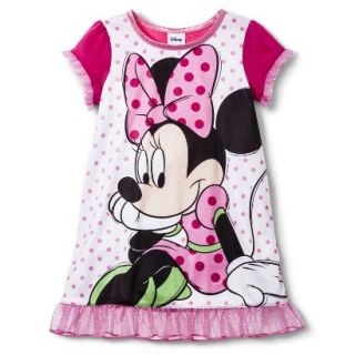 Disney Minnie Mouse Toddler Girls Short Sleeve Nightgown   Pink 4T