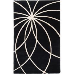Hand tufted Contemporary Black/white Adler Wool Abstract Rug (4 X 6)
