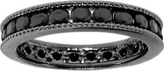 Womens Moise Cubic Zirconia Eternity Band 604580   Black Plated/Black Rings