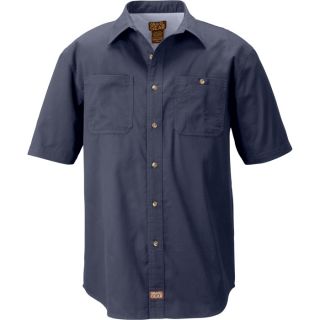 Gravel Gear Brushed Twill Short Sleeve Work Shirt with Teflon   Navy, Medium