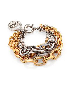 Giles & Brother Two Tone Pave Multi Chain Bracelet   Gold Silver