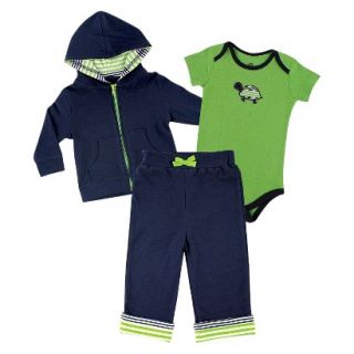 Yoga Sprout Newborn Boys Bodysuit and Pant Set   Navy/Green 9 12 M