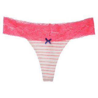 Xhilaration Juniors Wide Lace Thong   Primo Pink Stripe M