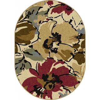 Lagoon Beige Oval Contemporary Area Rug