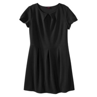 Merona Womens Plus Size Short Sleeve Pleated Front Dress   Black 2