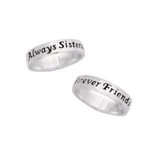 Sterling Silver Personalized Always Sisters Forever Friends Sentiment Ring   5