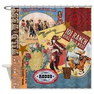  Vintage Western cowgirl collage Shower Curtain