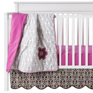 Pink & Chocolate Damask 10pc Crib Bedding Set (w/out Bumper) by Bacati