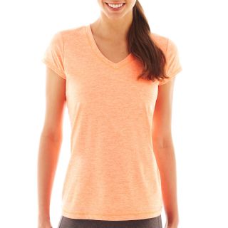 Xersion Short Sleeve Melange Tee, Orange, Womens