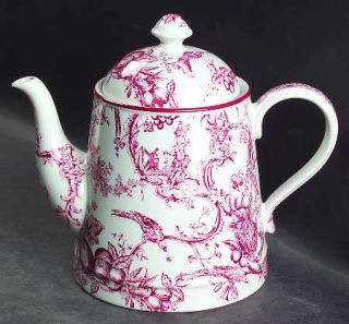 Spode Provincial Garden Cranberry Teapot & Lid, Fine China Dinnerware   Imperial