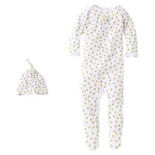 Burts Bees Baby Newborn Neutral Print Coverall and Hat   Cloud 0 3 M
